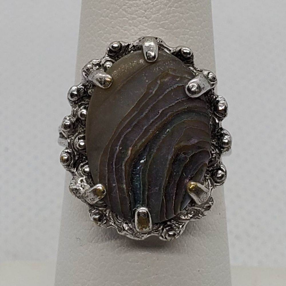 Vintage Abalone Shell Ring - Picture 3 of 7